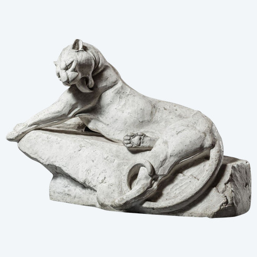 André Vincent Becquerel, Panthère, Plâtre Original, Art Deco
