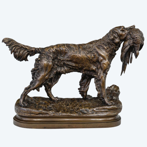 Scultura - Cane da gioco, Jules Moigniez (1835-1894) - Bronzo