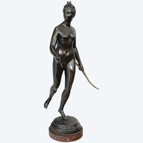 Scultura - "Diane Huntress", Jean - Antoine Houdon (1741-1828) - Bronzo