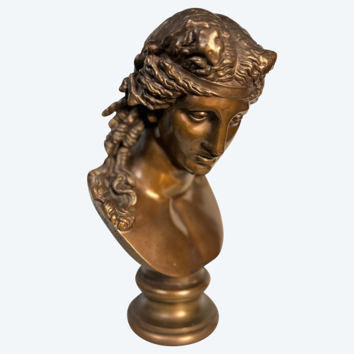 Buste d’Ariane en bronze F. Barbedienne (Bacchus, Antinoüs)