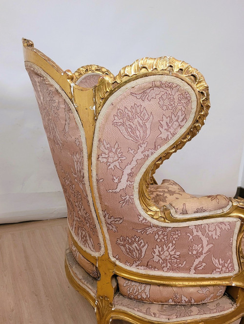 Pastorella in legno dorato in stile Luigi XV, XIX secolo