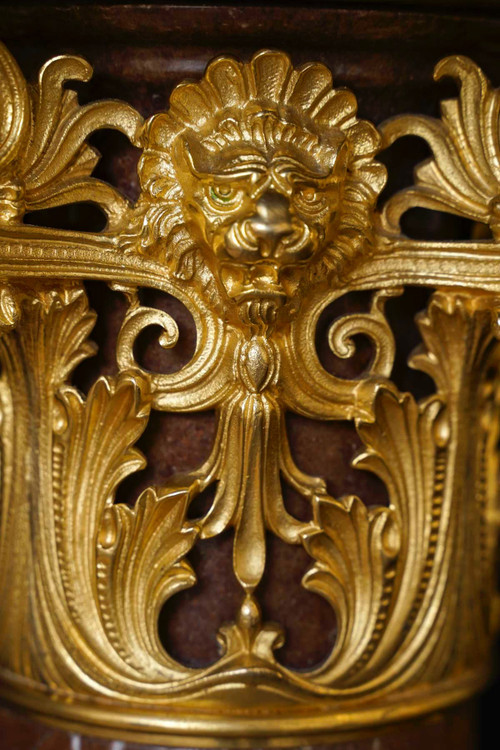 Importante coppia di colonne con coppia di girandole, epoca Napoleone III