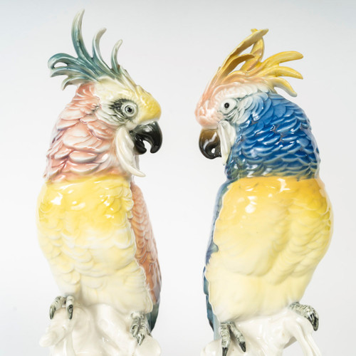 A pair of porcelain subjects two parrots Manufacture SAXE - Karl Ens Volkstedt,