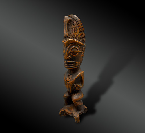 CURIOS STATUETTE de TIKI - Style Māori, Nouvelle-Zélande, Polynésie 