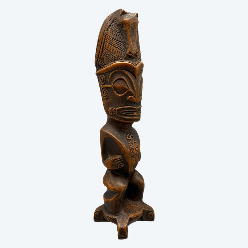 CURIOS STATUETTE de TIKI - Style Māori, Nouvelle-Zélande, Polynésie 