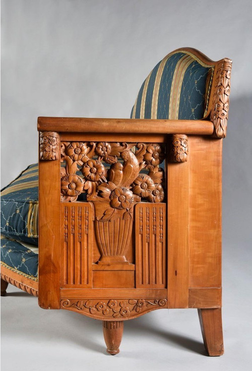 Henri Rapin and Charles Hairon, Art Deco living room in cherry wood