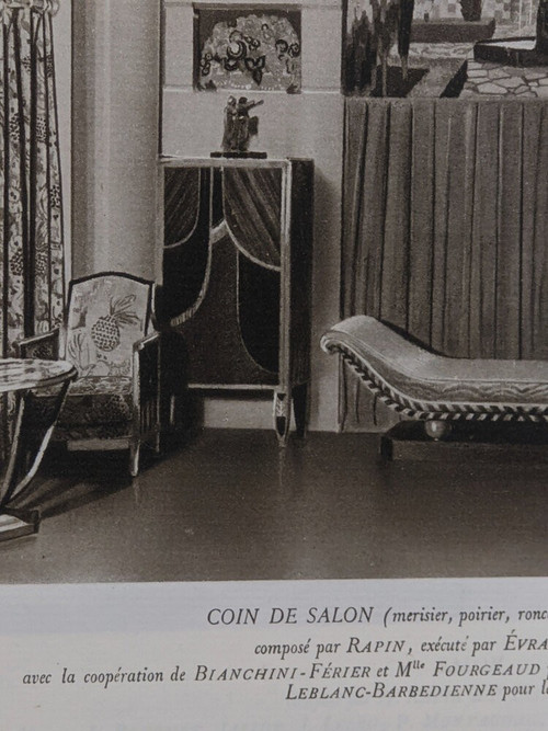 Henri Rapin and Charles Hairon, Art Deco living room in cherry wood