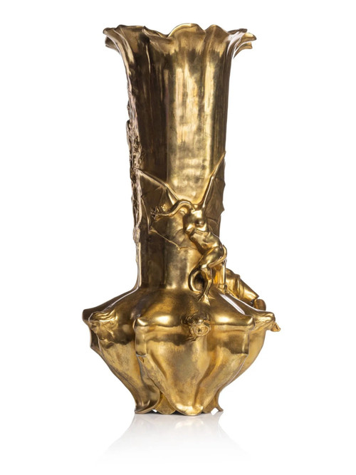 Raoul Larche, “Dreams” Bronzo dorato, vaso Art Nouveau