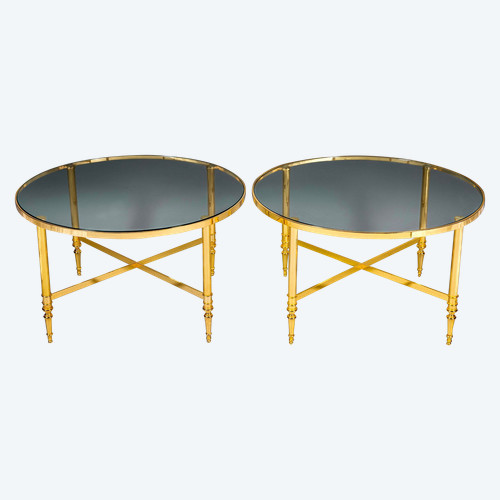 Pair of gilded brass coffee tables