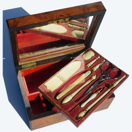 Antique Sewing Box Early 19th Century Scissors Thimble Needle Case Crochet Embroidery