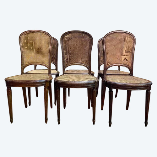 Suite di 6 sedie in stile Luigi XVI in Cannage - Canes