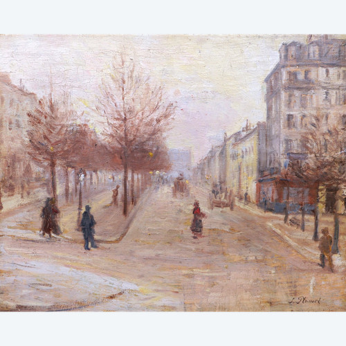 Jean-Louis PLUMET, dit Jean PLUMET, Boulevard animé à Paris, hiver