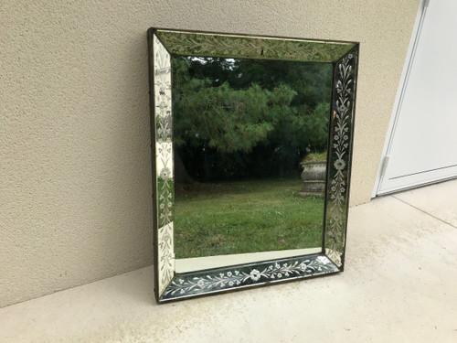 Beautiful rectangular Venetian mirror from the 20th century
