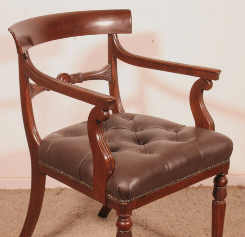 Poltrona da ufficio in mogano, periodo Regency, 1810 circa