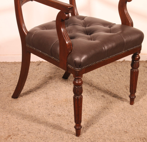 Poltrona da ufficio in mogano, periodo Regency, 1810 circa