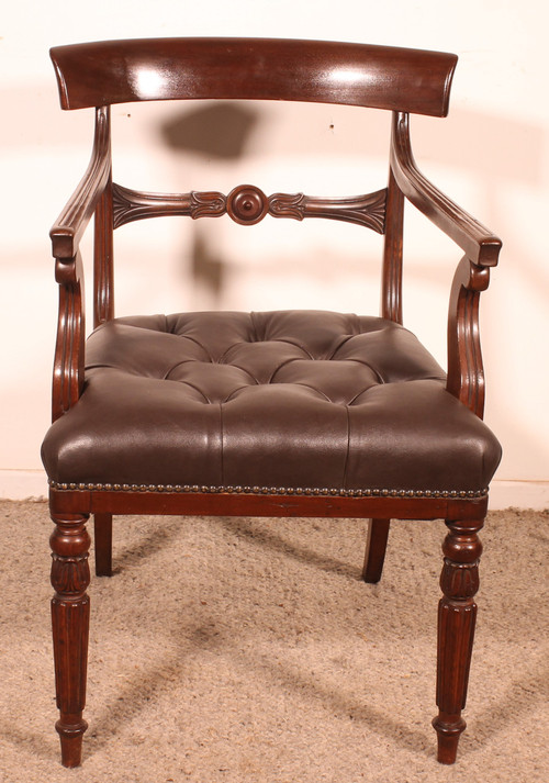 Poltrona da ufficio in mogano, periodo Regency, 1810 circa