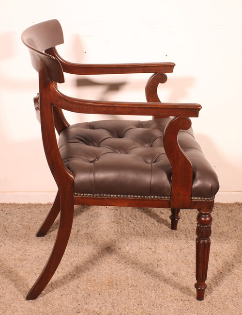 Poltrona da ufficio in mogano, periodo Regency, 1810 circa
