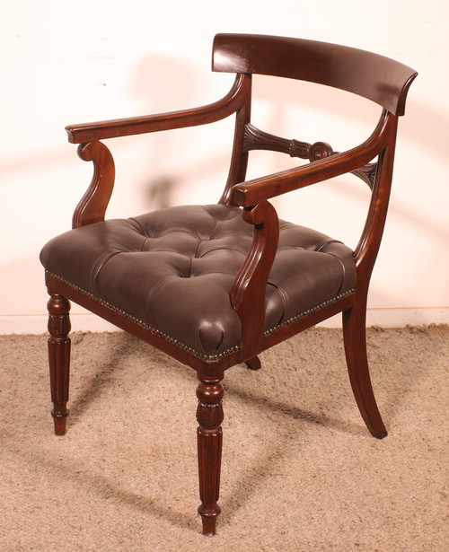 Poltrona da ufficio in mogano, periodo Regency, 1810 circa