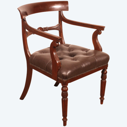 Poltrona da ufficio in mogano, periodo Regency, 1810 circa