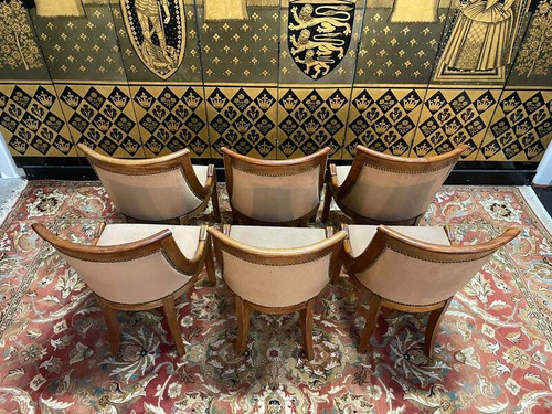 Set of 6 Empire gondola chairs in mahogany