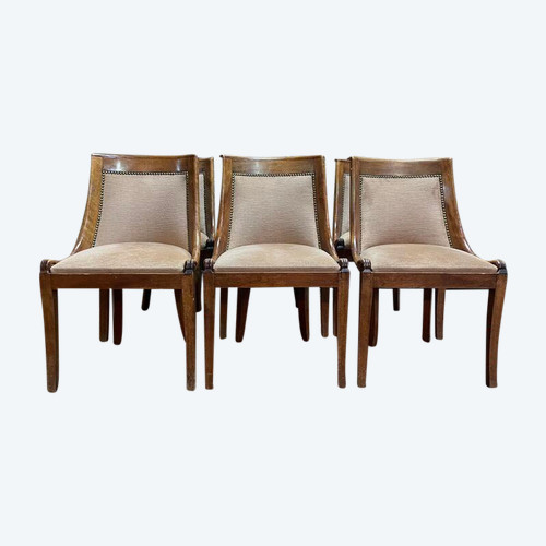 Set of 6 Empire gondola chairs in mahogany