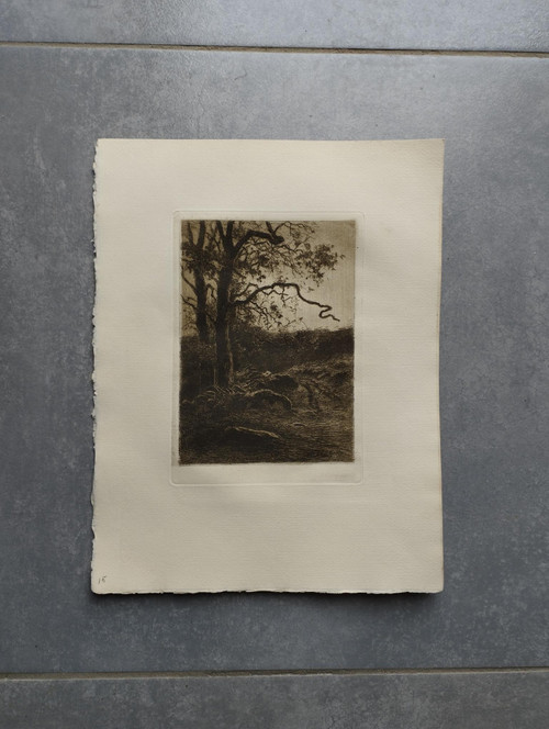 Etching by Eugène Viala - etcher from Aveyron