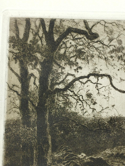 Etching by Eugène Viala - etcher from Aveyron