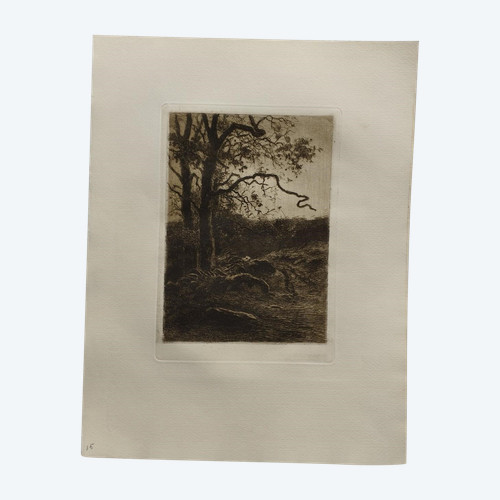 Etching by Eugène Viala - etcher from Aveyron