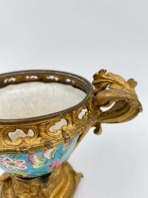 Coupe en émail Chine XIXe montée bronze doré Louis XV
