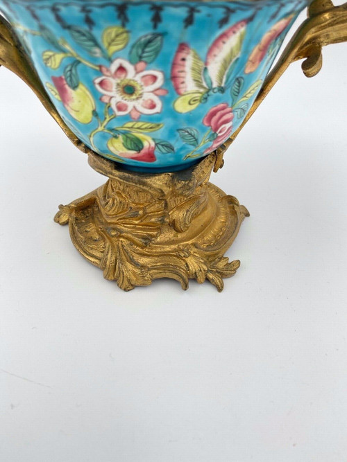 Coupe en émail Chine XIXe montée bronze doré Louis XV