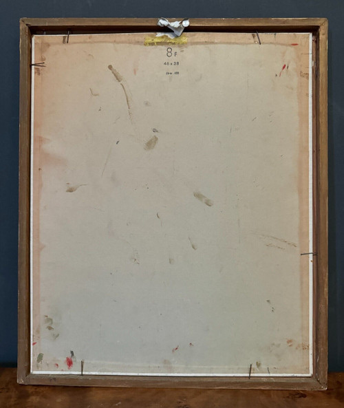 Oil on cardboard by J. Gauthier 1962 modern geometric composition