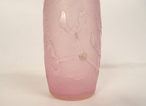 Small Frosted Glass Vase with Gold Gui Decor Daum Nancy Art Nouveau Late 19th Century