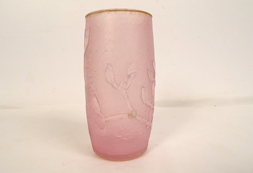 Small Frosted Glass Vase with Gold Gui Decor Daum Nancy Art Nouveau Late 19th Century