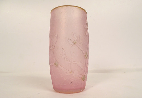 Small Frosted Glass Vase with Gold Gui Decor Daum Nancy Art Nouveau Late 19th Century