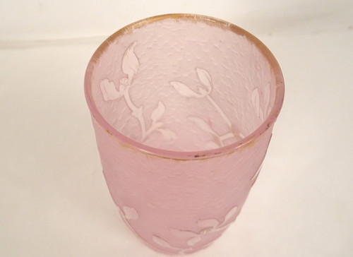 Small Frosted Glass Vase with Gold Gui Decor Daum Nancy Art Nouveau Late 19th Century