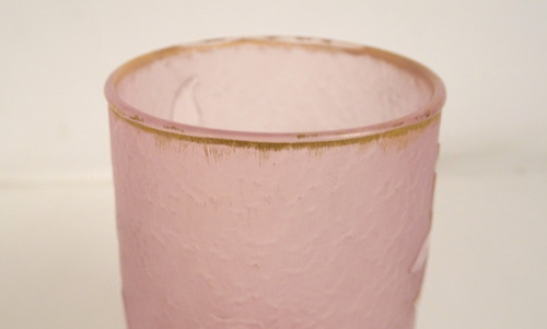 Small Frosted Glass Vase with Gold Gui Decor Daum Nancy Art Nouveau Late 19th Century