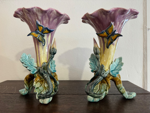 Art Nouveau Barbotine Vases