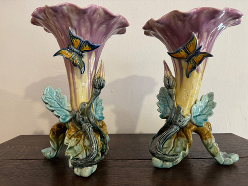 Art Nouveau Barbotine Vases