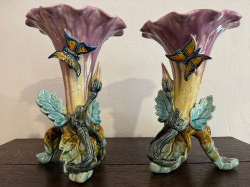 Art Nouveau Barbotine Vases