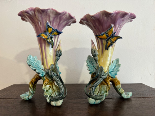 Art Nouveau Barbotine Vases