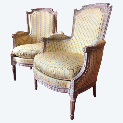 Paire de bergères sculptées, époque Louis XVI
