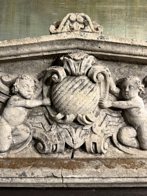 Frontone In Pietra Calcarea Intagliata - Inizio XIX Secolo
