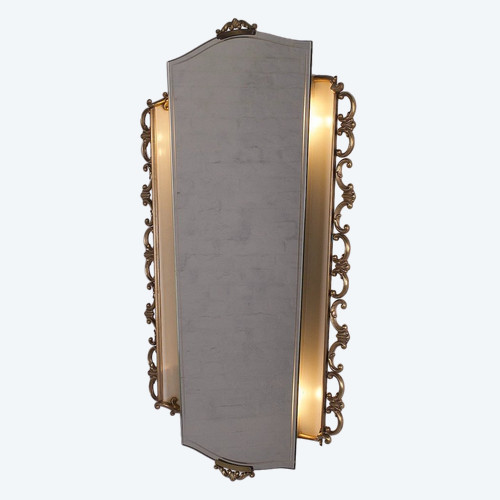 Miroir néo-baroque rétro éclairé 1950’s.