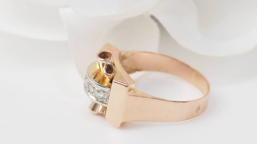 Bague Tank en or rose et diamants 