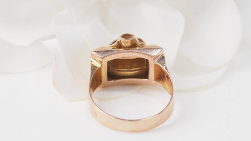 Bague Tank en or rose et diamants 