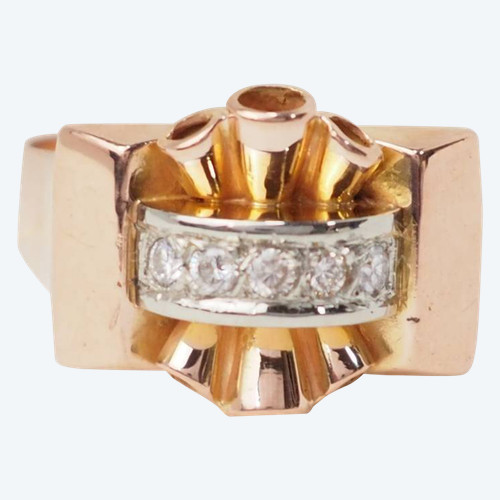 Bague Tank en or rose et diamants 