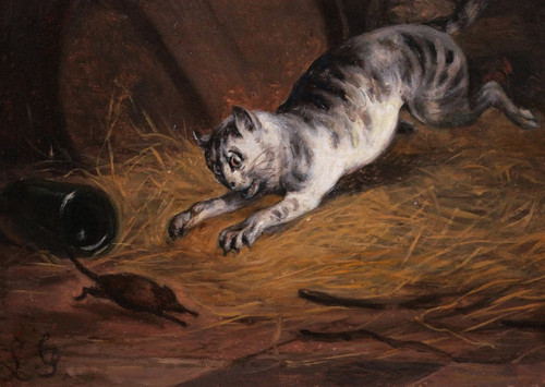 Attributed to Jean-Baptiste Louis GUY, The Cat and the Mouse