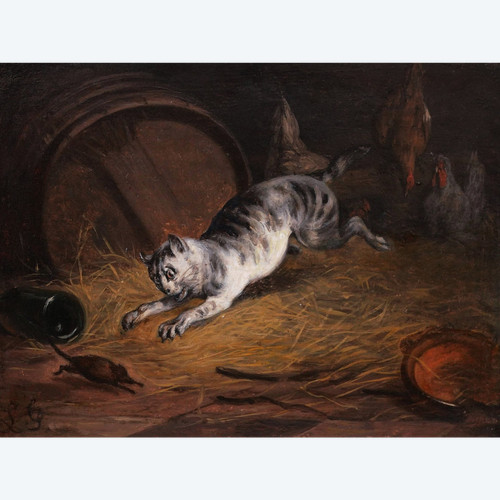 Attributed to Jean-Baptiste Louis GUY, The Cat and the Mouse