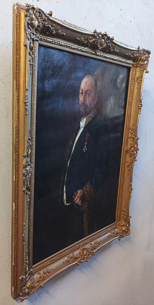 Max Schultze Strahler (1845-1926) Dipinto Olio su tela Ritratto di uomo 1906