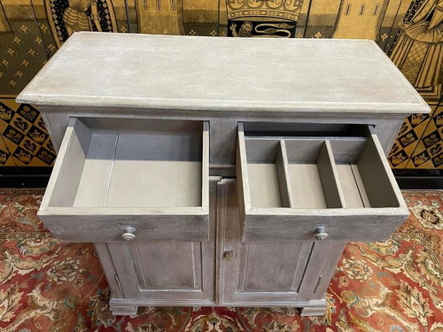 Credenza alta Luigi Filippo rechampi dipinta a patina